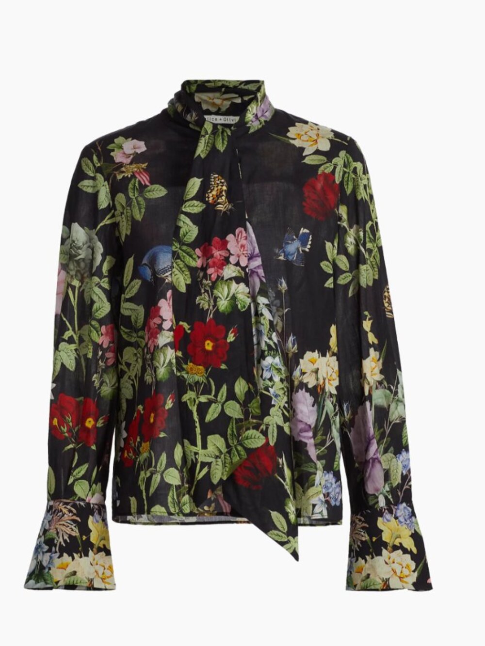 ALICE + OLIVIA Lloyd Floral Slit Sleeve Blouse in Venus Floral - Size Large -NWT - Picture 8 of 8